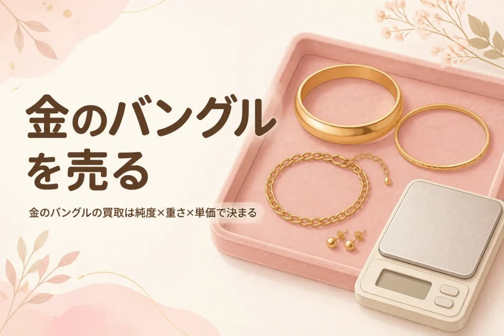 金のバングルの買取の値段の決まり方を表したアイキャッチ