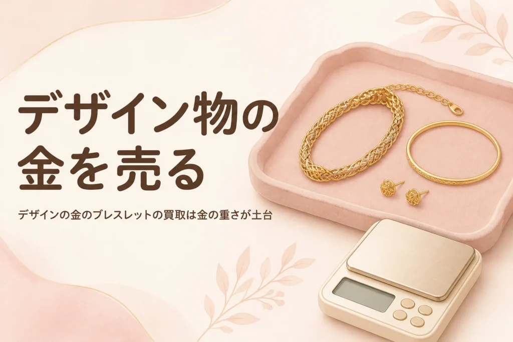 デザインの金のブレスレットの買取を表したアイキャッチ