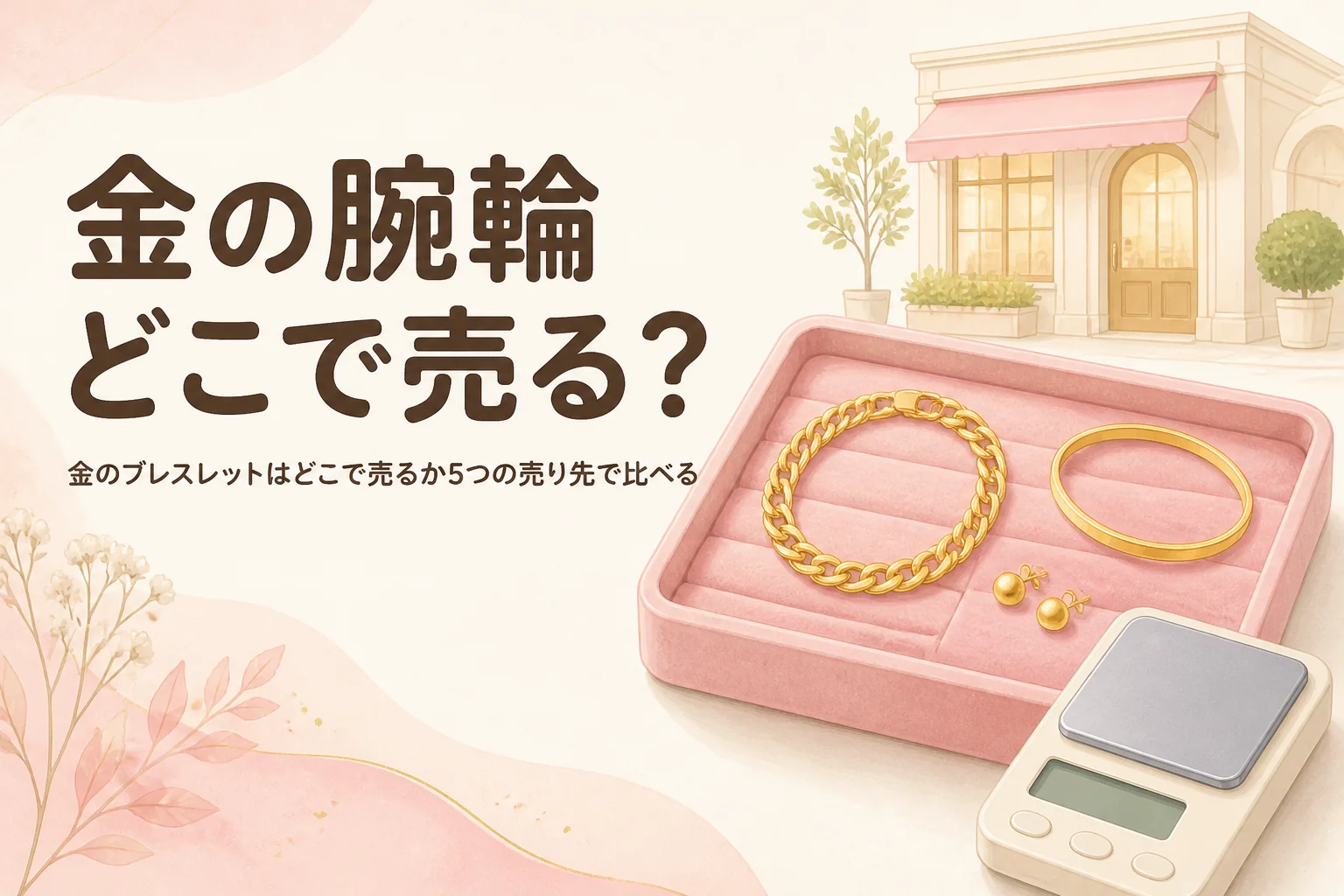 金のブレスレットをどこで売るかを表したアイキャッチ