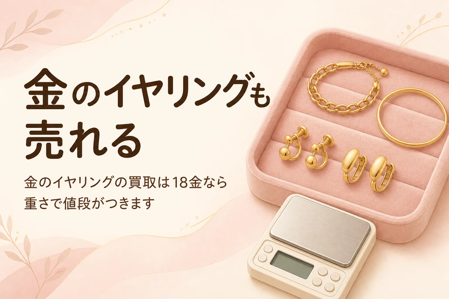 金のイヤリングの買取は18金なら重さで値段がつくことを伝えるアイキャッチ
