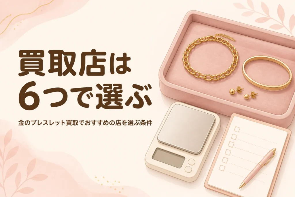 金のブレスレット買取でおすすめの店の選び方を表したアイキャッチ