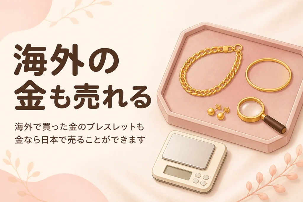 海外で買った金のブレスレットも日本で売れることを伝えるアイキャッチ