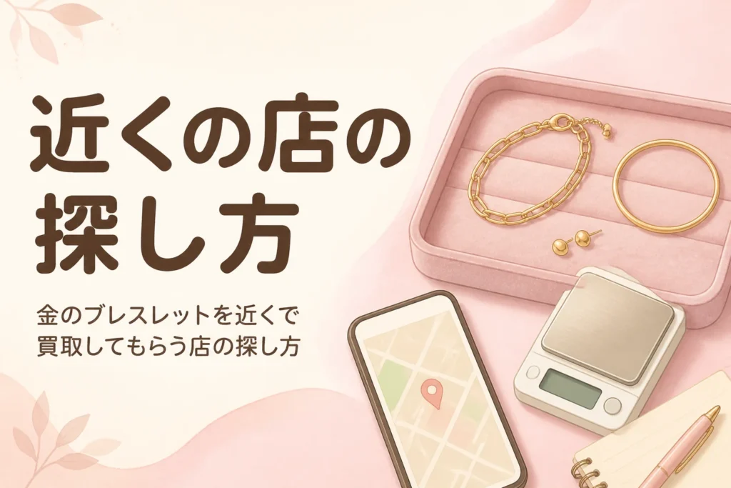 金のブレスレットを近くで買取してもらう店の探し方を伝えるアイキャッチ