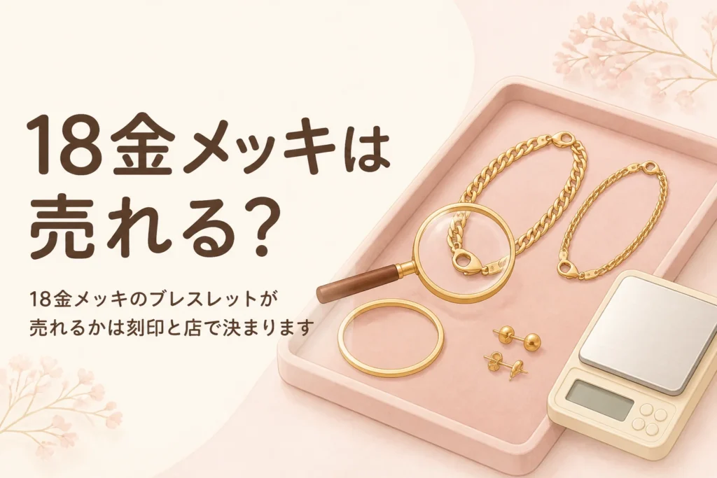 18金メッキのブレスレットが売れるかを刻印と店の扱いで確かめることを伝えるアイキャッチ
