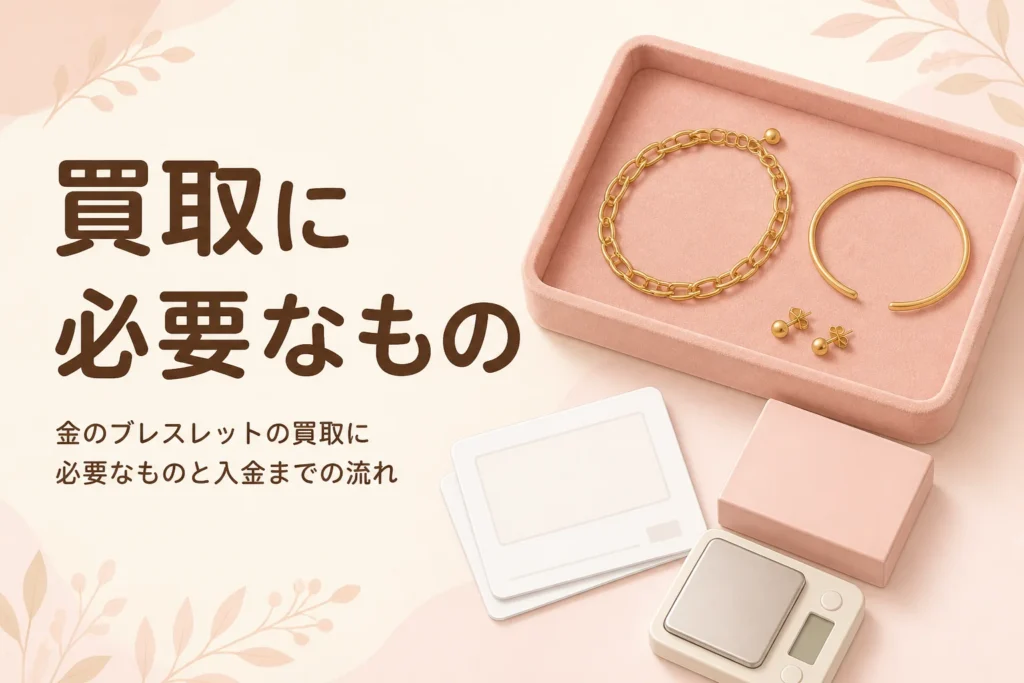 金のブレスレットの買取に必要なものと入金までの流れを伝えるアイキャッチ