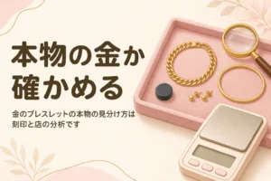 金のブレスレットの本物の見分け方を伝えるアイキャッチ