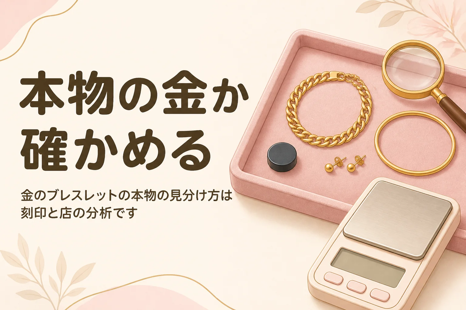金のブレスレットの本物の見分け方を伝えるアイキャッチ