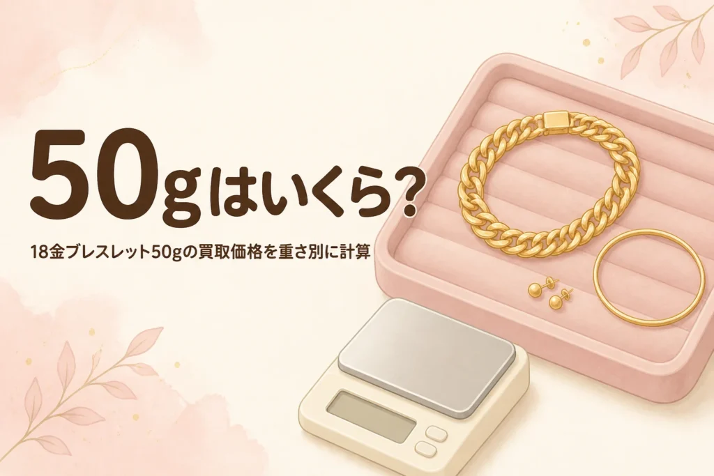 18金ブレスレット50gの買取価格を重さ別に計算するアイキャッチ