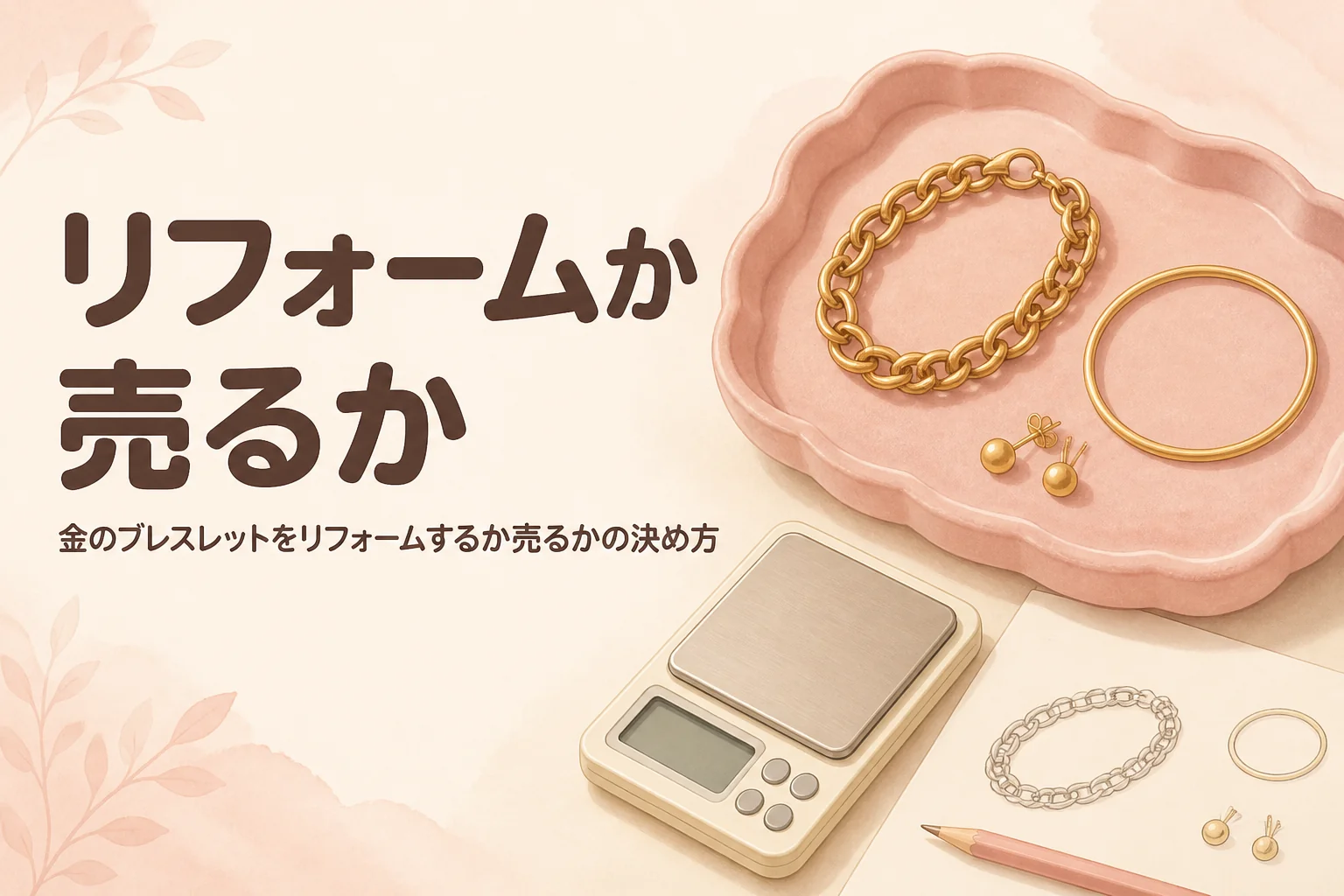 金のブレスレットをリフォームするか売るかの決め方を伝えるアイキャッチ