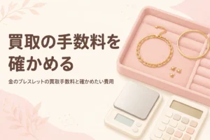 金のブレスレットの買取手数料と確かめたい費用を伝えるアイキャッチ