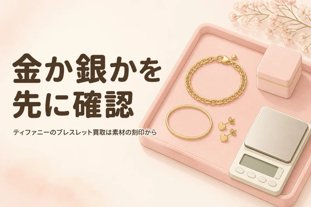 ティファニーのブレスレット買取で素材を確かめることを表したアイキャッチ