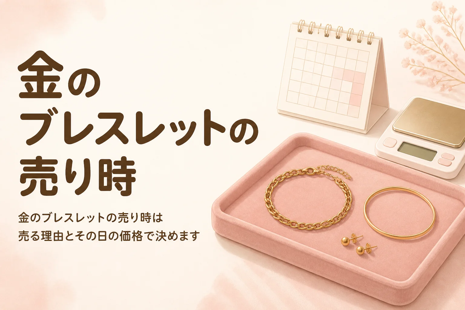 金のブレスレットの売り時は売る理由とその日の価格で決めることを伝えるアイキャッチ