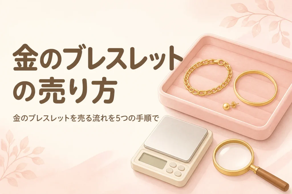 金のブレスレットを売る流れを5つの手順で伝えるアイキャッチ