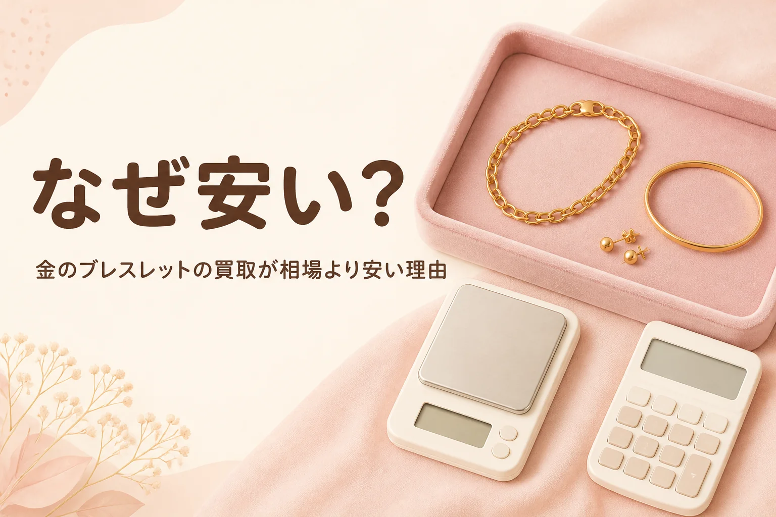 金のブレスレットの買取額が相場より安い理由を表したアイキャッチ